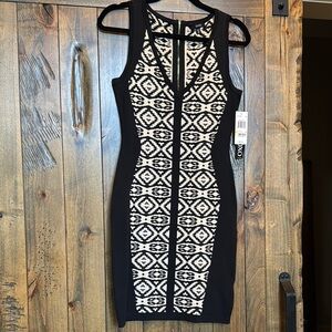 Black and White Patterned Bodycon Dress